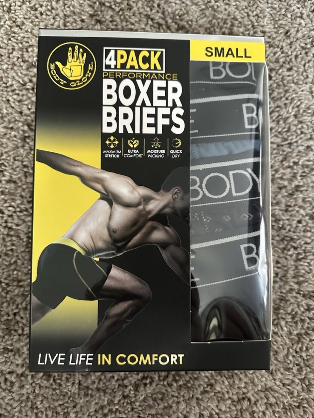 body glove mens 4 pk performance boxer briefs Size Small (28-30) Moisture Wickin